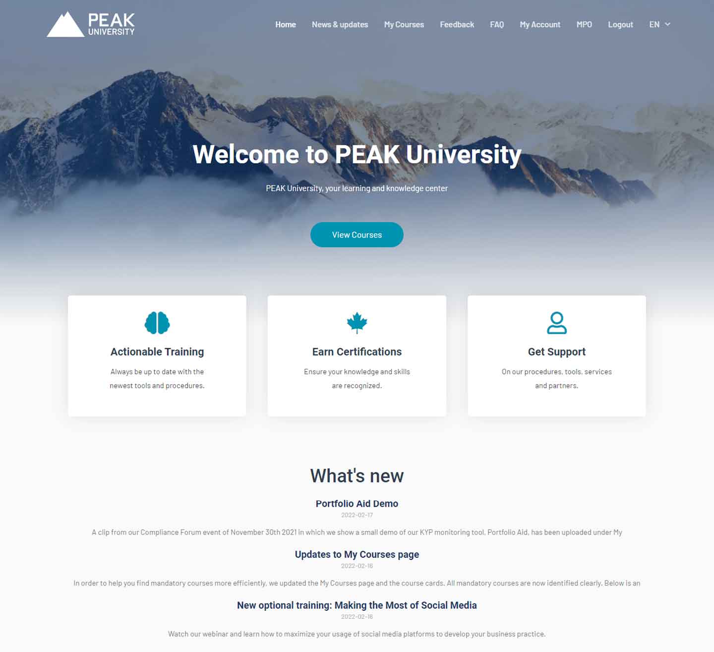 WordPress Website Development for Peak University